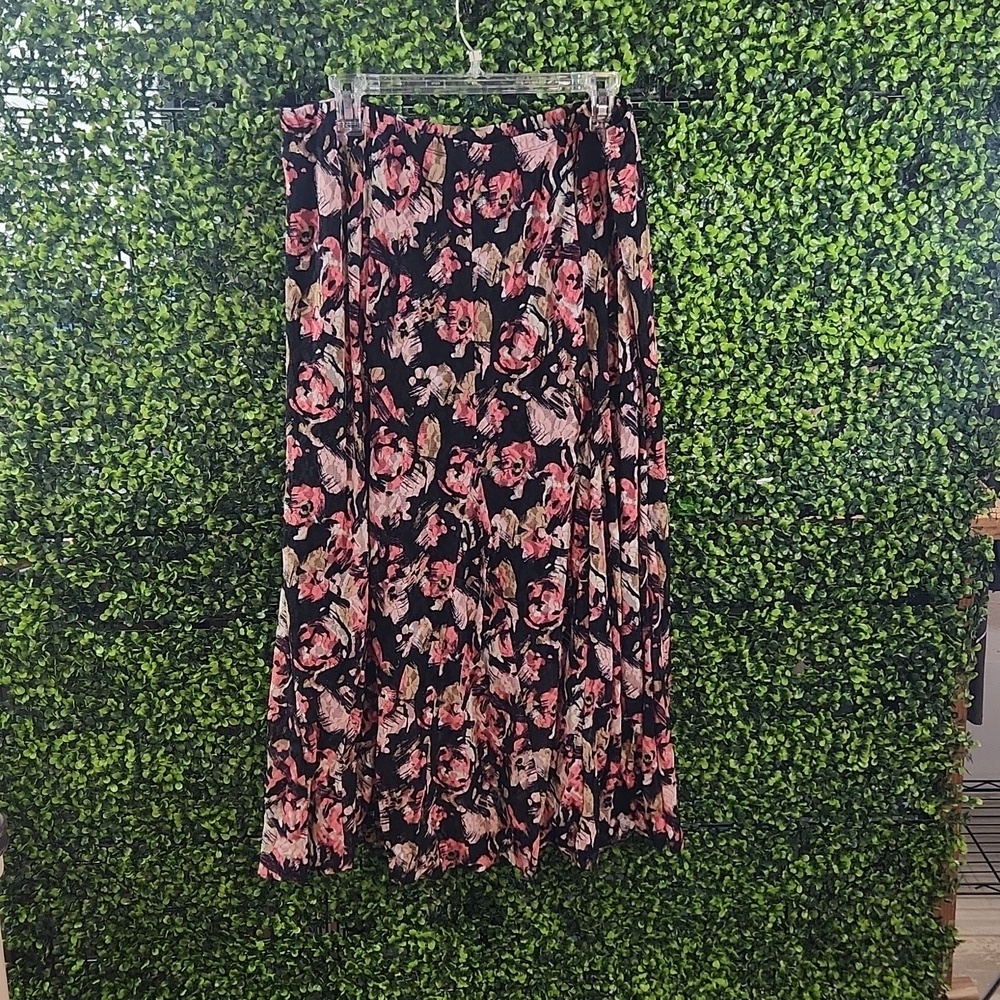 JM Collection Black Floral Lace Skirt XLarge